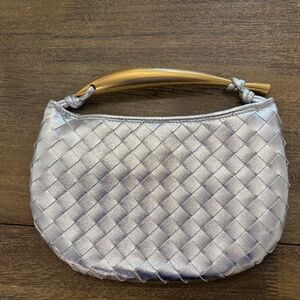 Designer Inspired Sardine Clutch Bag: Silver/Gold